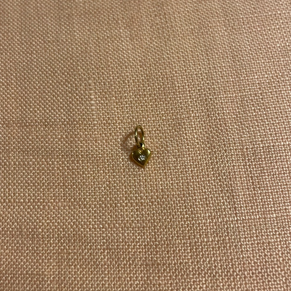 Helen Ficalora 14k solid yellow gold tiny heart charm with diamond.